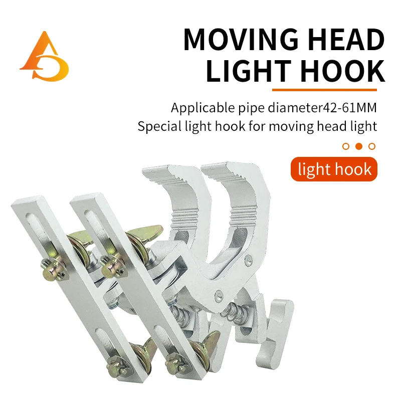 a pair Aluminum Fold Clamp Hooks Stage Light Hanging Hook Loading 150Kg Truss Tube Moving Head Beam Lights Connector Clip