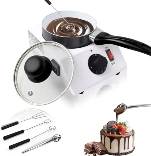 

2026 Upgrade 1L Electric Chocolate Melting Pot – 40W, 110V – for Chocolate, Candy, Butter, Coffee, Wine