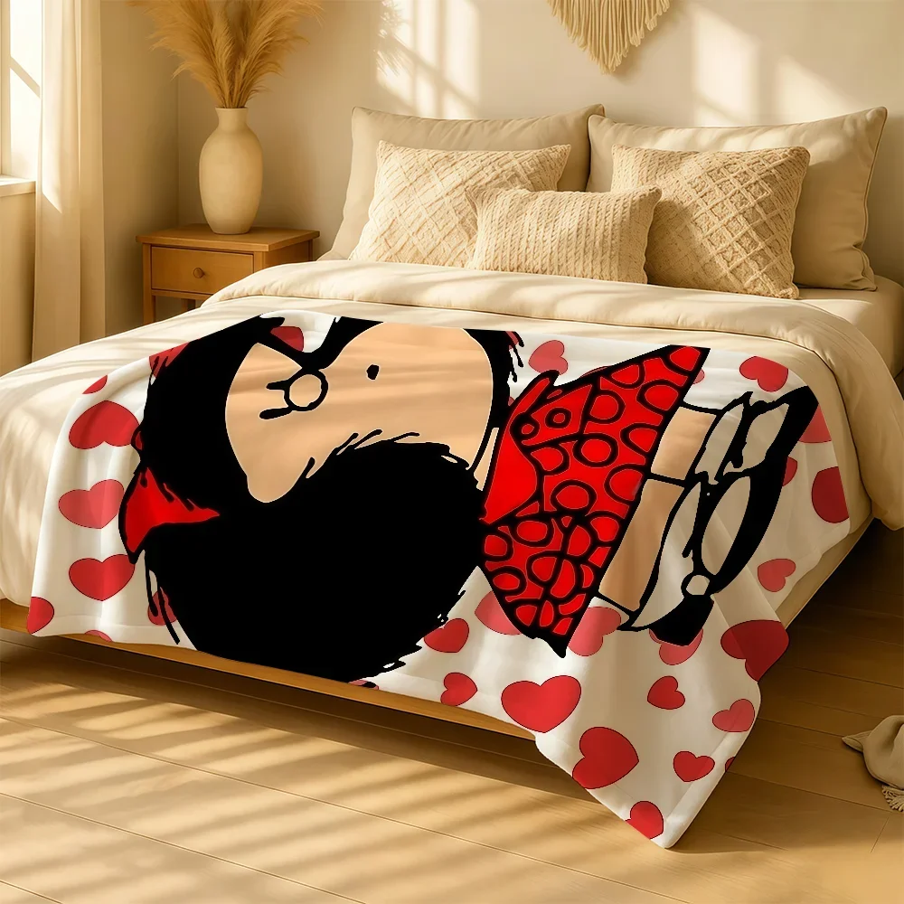 Cartoon M-Mafalda Blanket For Soft Warm Knee For Bedroom Living Room Bed Sofa Camping Picnic Office Gift Throw