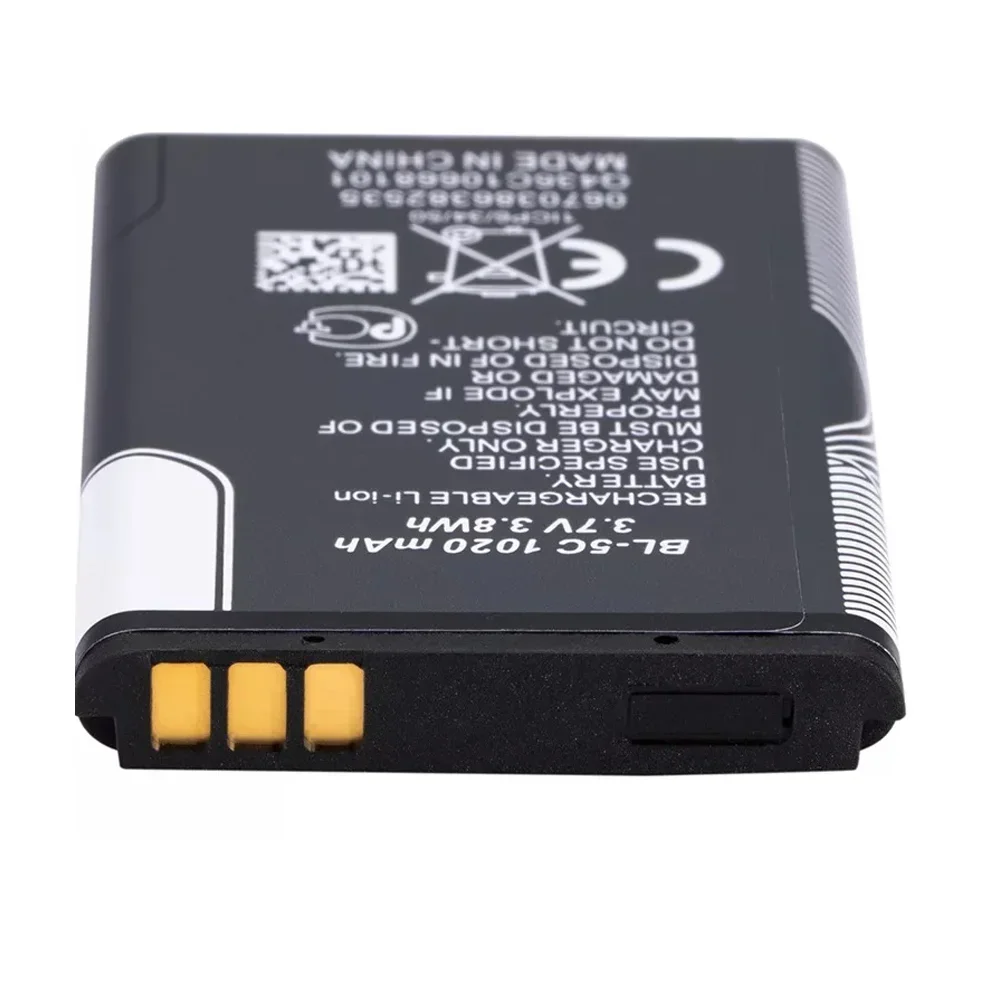 BL-5C 1020mAh 3.7V Bateria litowo-polimerowa do telefonów Nokia 1100 1110 1200 1208 1280 2600 2700 3100 3110 5130 6230 1600