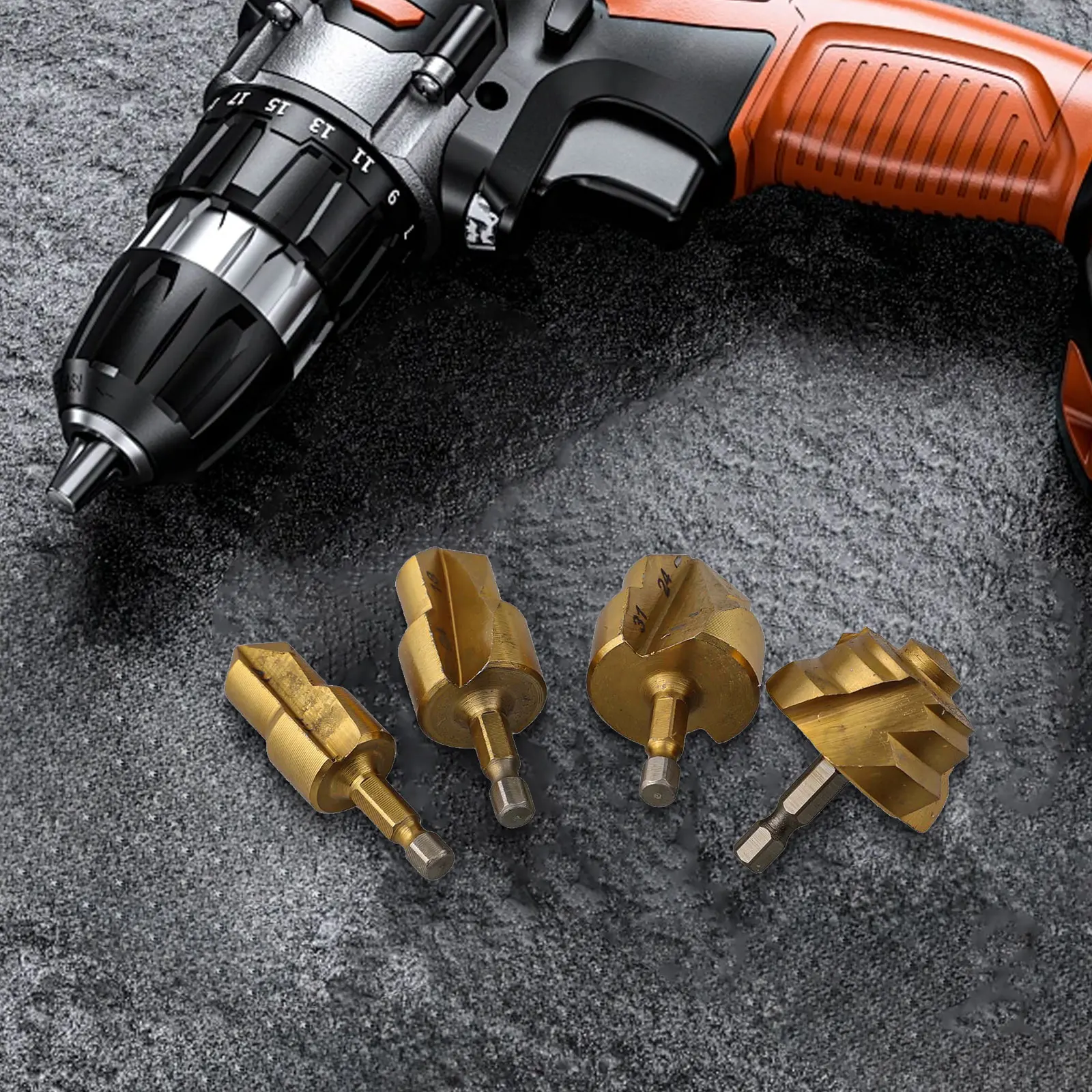 

4-pcs Set 6.35mm Lifting Hexagonal Shank Step Drill Bit Pipe Flaring Drill Puncher Plumber Pipe Flaring Drill Plumber Power Tool