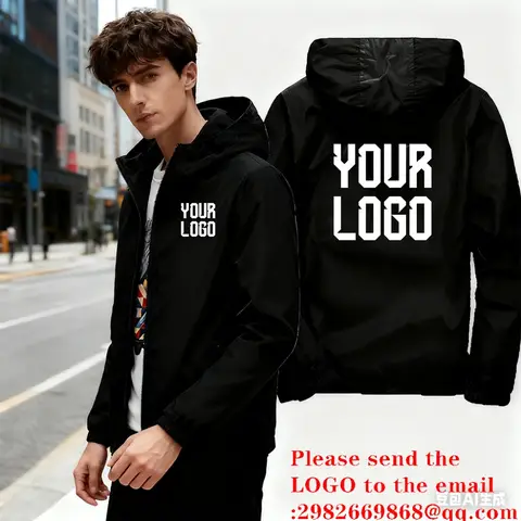 Customized Travel Team Zipper Jacket, Men's and Women's Hooded Unisex UV Resistant Waterproof Jacket, Outerwear, Spring, Summer,