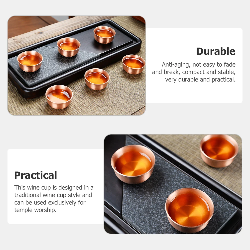 

1 Piece Purple Copper Cup Exquisite Buddhist Offering Cup for Temple Worship Decorative Metal Home Accessory