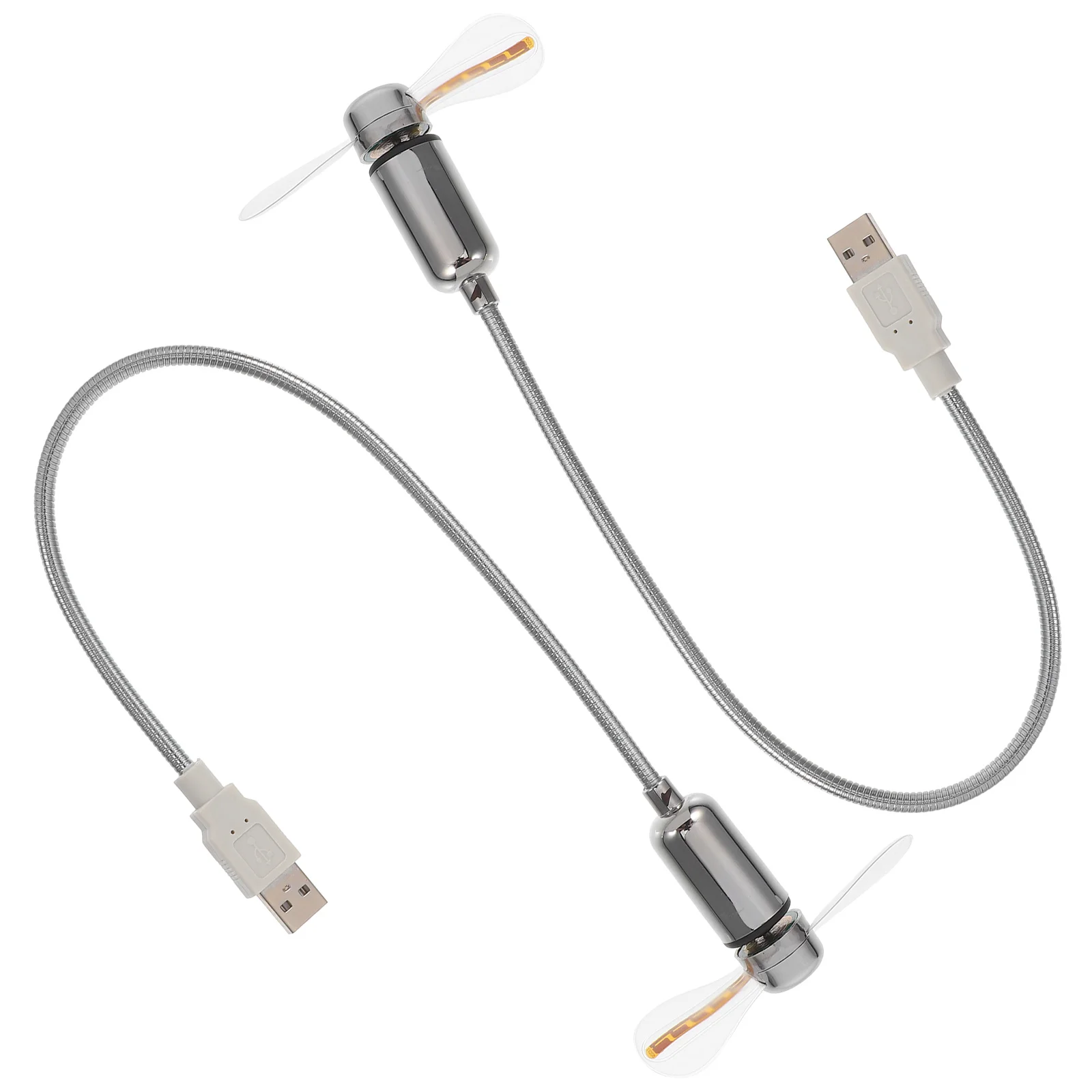 Mini ventola USB flessibile da 2 pezzi con display circolare con motivi LED colorati (argento) Mini ventola USB Mini ventola USB