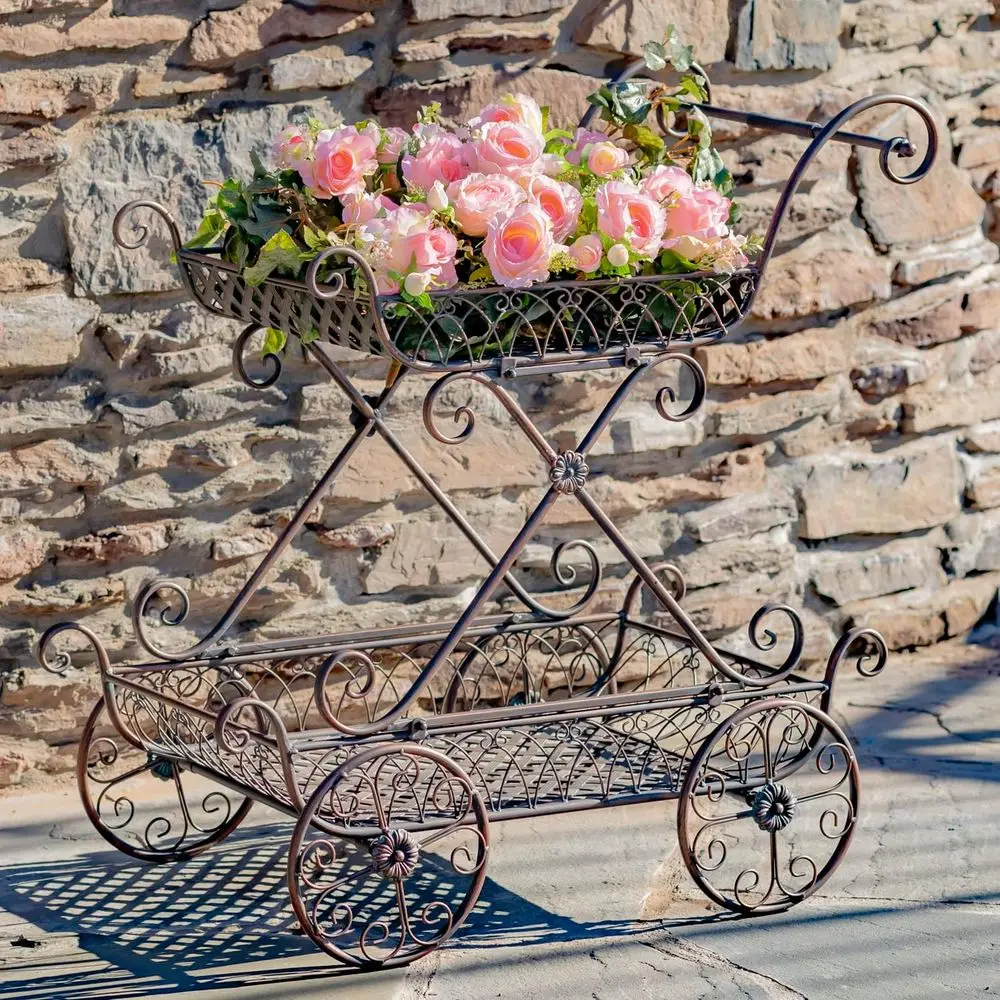 

Two-Tier Iron Lower Push Cart, 1794 Antique Bronze Finish