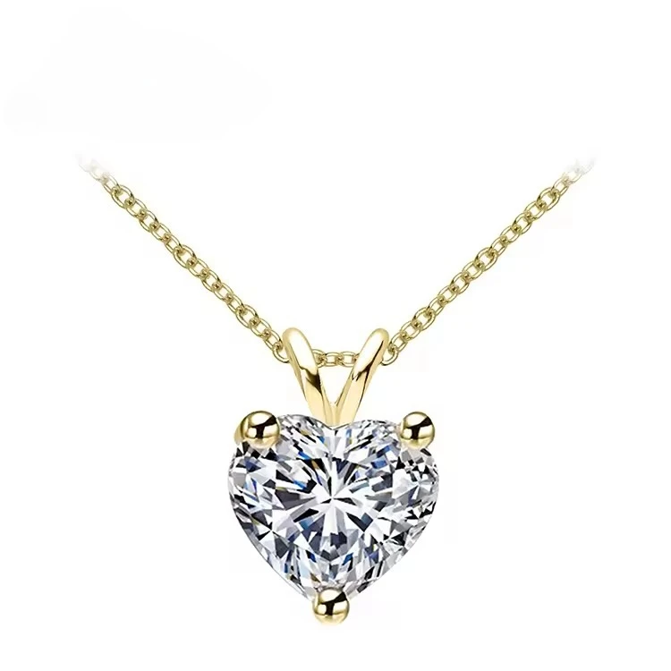 

Sparkling Created Diamond 1CT Heart Shining Cut D Color Pendant 925 Silver Simulated Moissanite Engagement Necklace