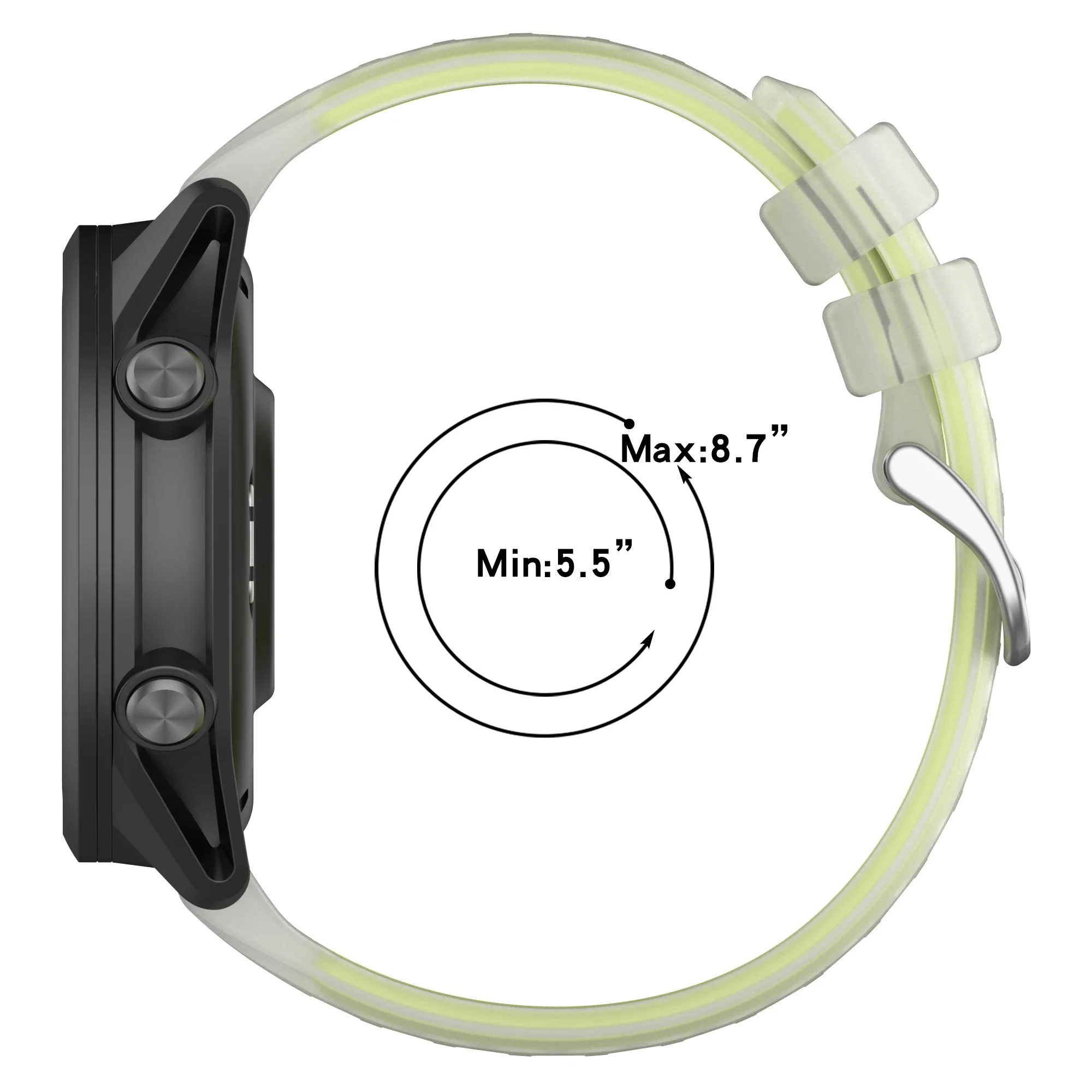 Jelly color Silicone Band for Garmin Forerunner 570/970/55/165/965/265 Transparent Two-Tone Strap for Vivoactive 6-5/Venu 3 Belt