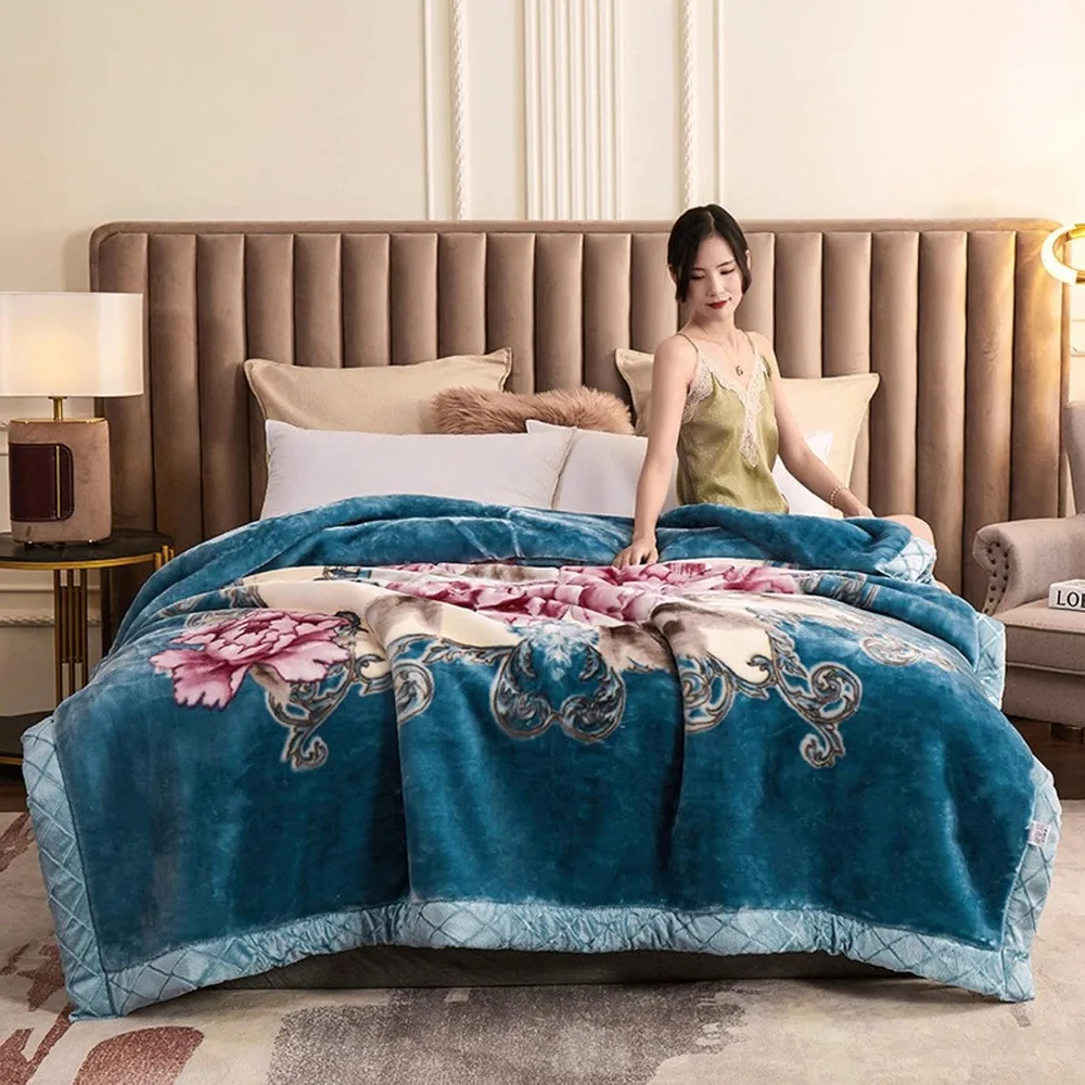 9lbs Fleece Blanket Queen Size Heavy Thick Warm Plush Soft Korean Mink Blanket 79x91 in