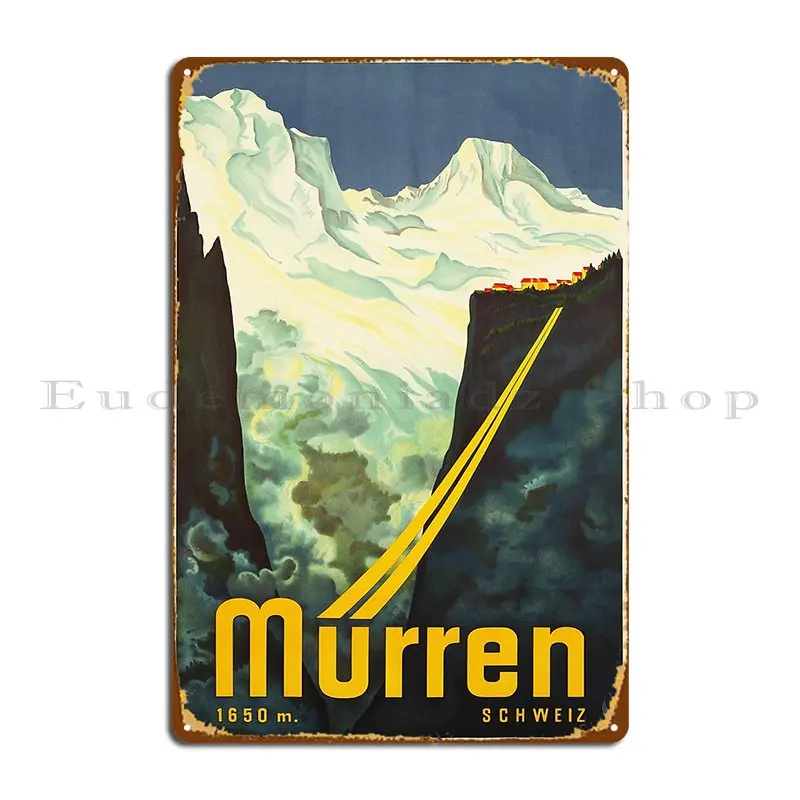 Murren 1650m Switzerland Vintage Travel Poster 1935 Metal Sign Vintage Character Bar Cave Wall Decor Wall Plaque Tin Sign Poster