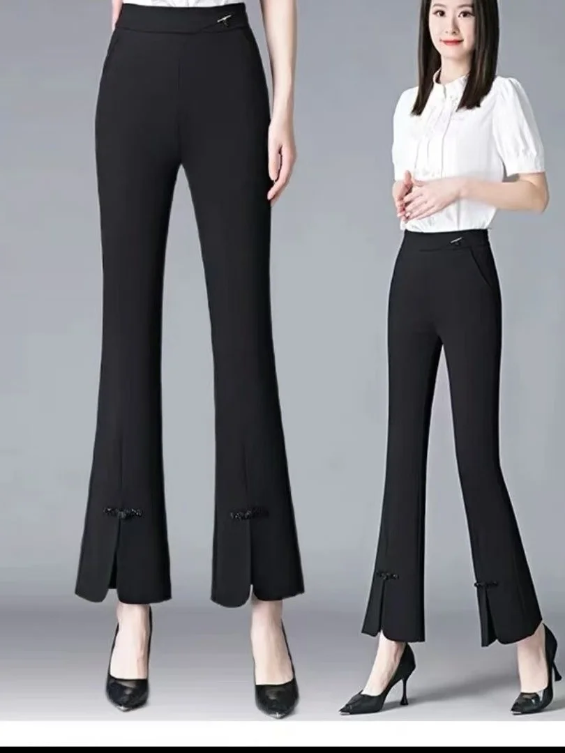 

High Waist Micro Flare Pants Women's Stylish Summer New Arrival Polyester Fabric Commute Style Casual High Waist Trousers