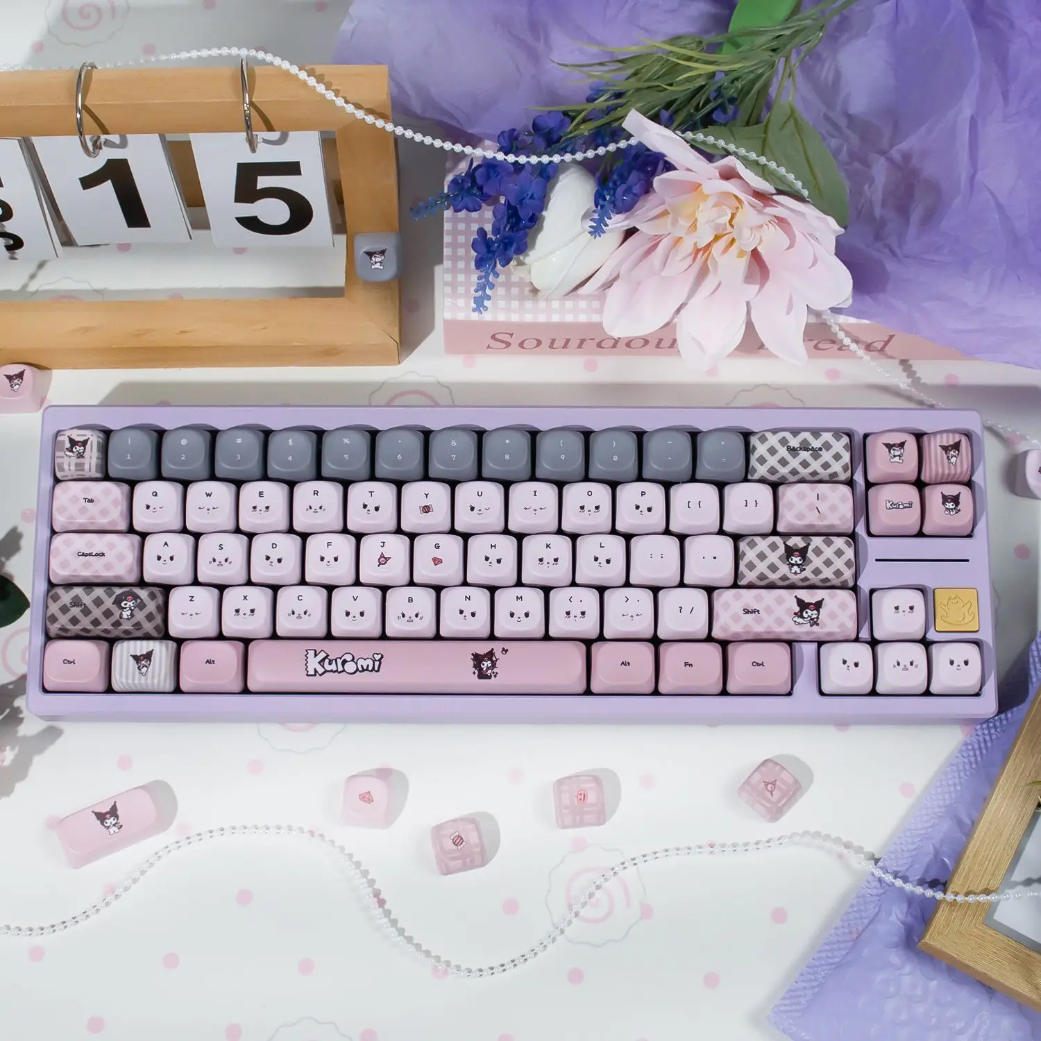 

Anime Sanrio Kuromi PBT+PC Keycaps Pink Sublimation Original MOA Profile for Mechanical Keyboard Kawaii Lovely Pretty 2026 New