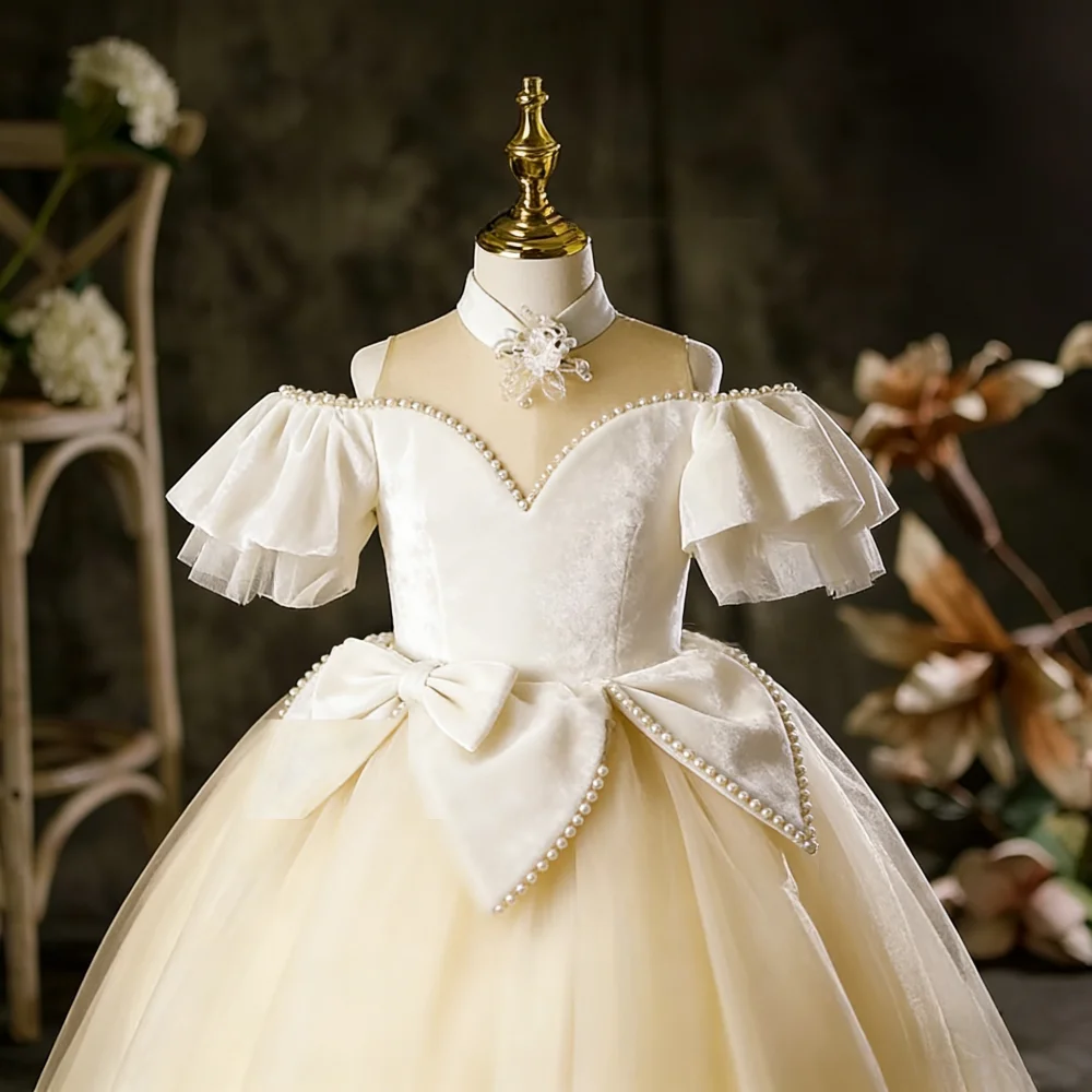 

Girls Princess Dress Fashion Little Girl Host Piano Performance Wear Wholesale Children Clothes Fluffy Tutu Skirt Model Catwalk