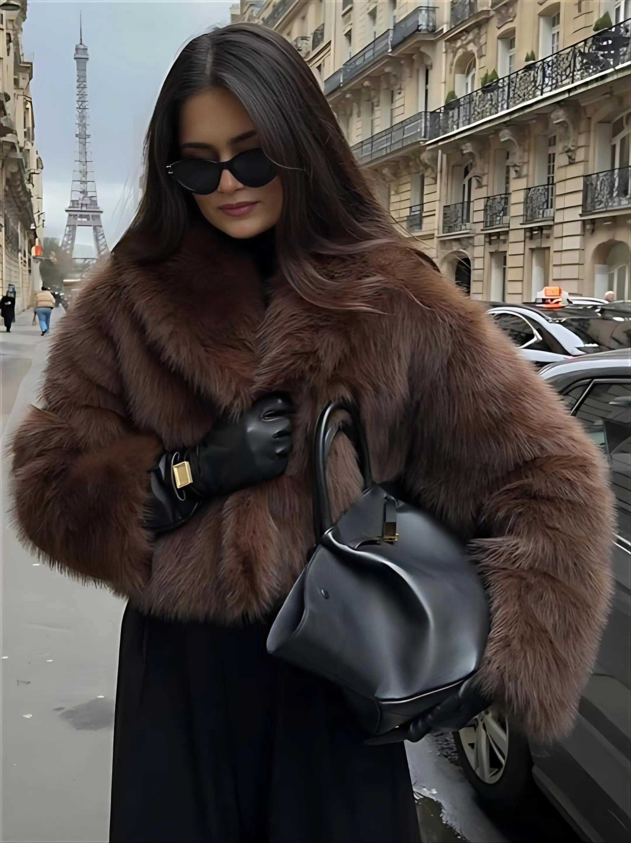 Cappotti kaki in pelliccia sintetica da donna stile vecchio argento adatto stile street-style donna ispirazione tasche nascoste colletto risvolti pelle scamosciata giovanile