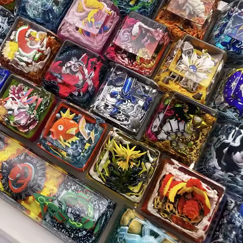 Custom Pok&eacute;mon Legendary Artisan Keycaps Translucent Resin SA Profile Handcrafted For Mechanical Keyboard Gaming Enthusiasts
