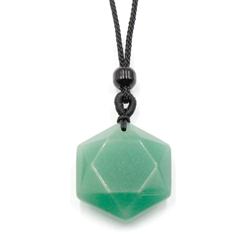Hexagramm-Stern-Anhänger aus Naturstein, verstellbares Seil, Achat-Kristall-Charms, Pullover-Kette, Halskette für Damen und Herren, Schmuckgeschenk – Detail 7