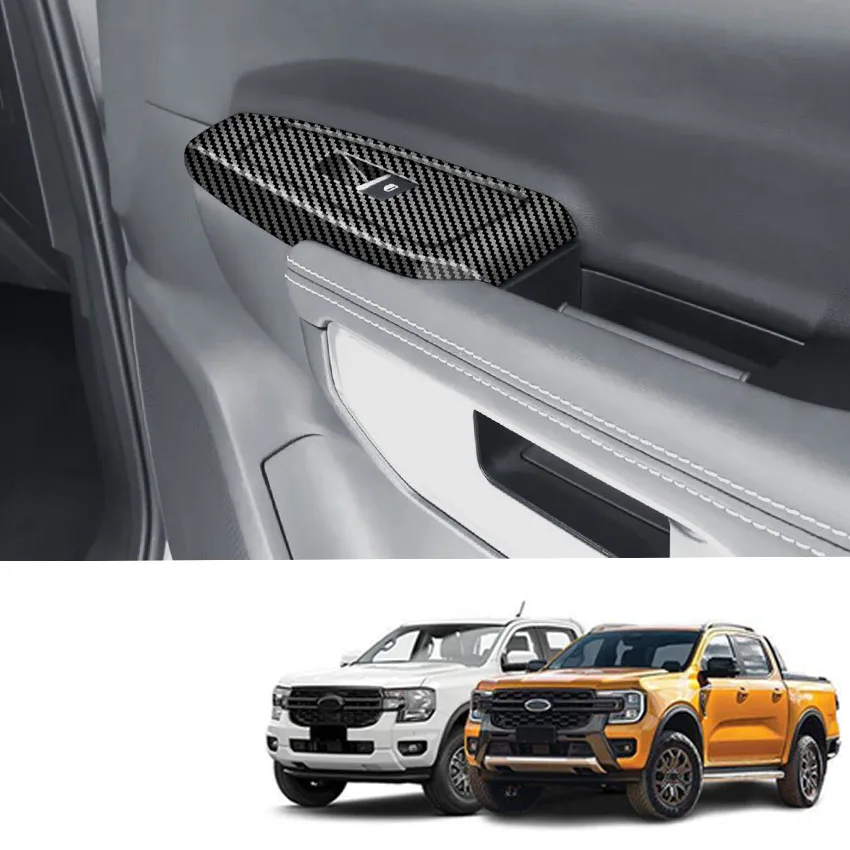 

Car Accessories For Ford Ranger Carbon Fiber Window Glass Lift Button Switch Panel Trim Door Armrest Auto Parts 2023 2024