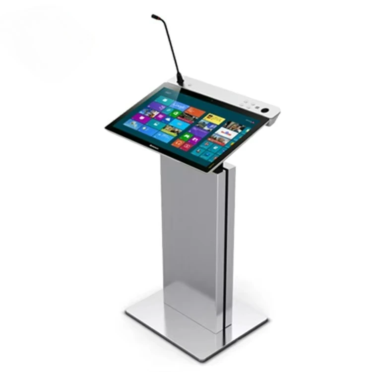 Modern Silver Commercial Use Church Pulpit Lectern With 4 Wheels for Moving