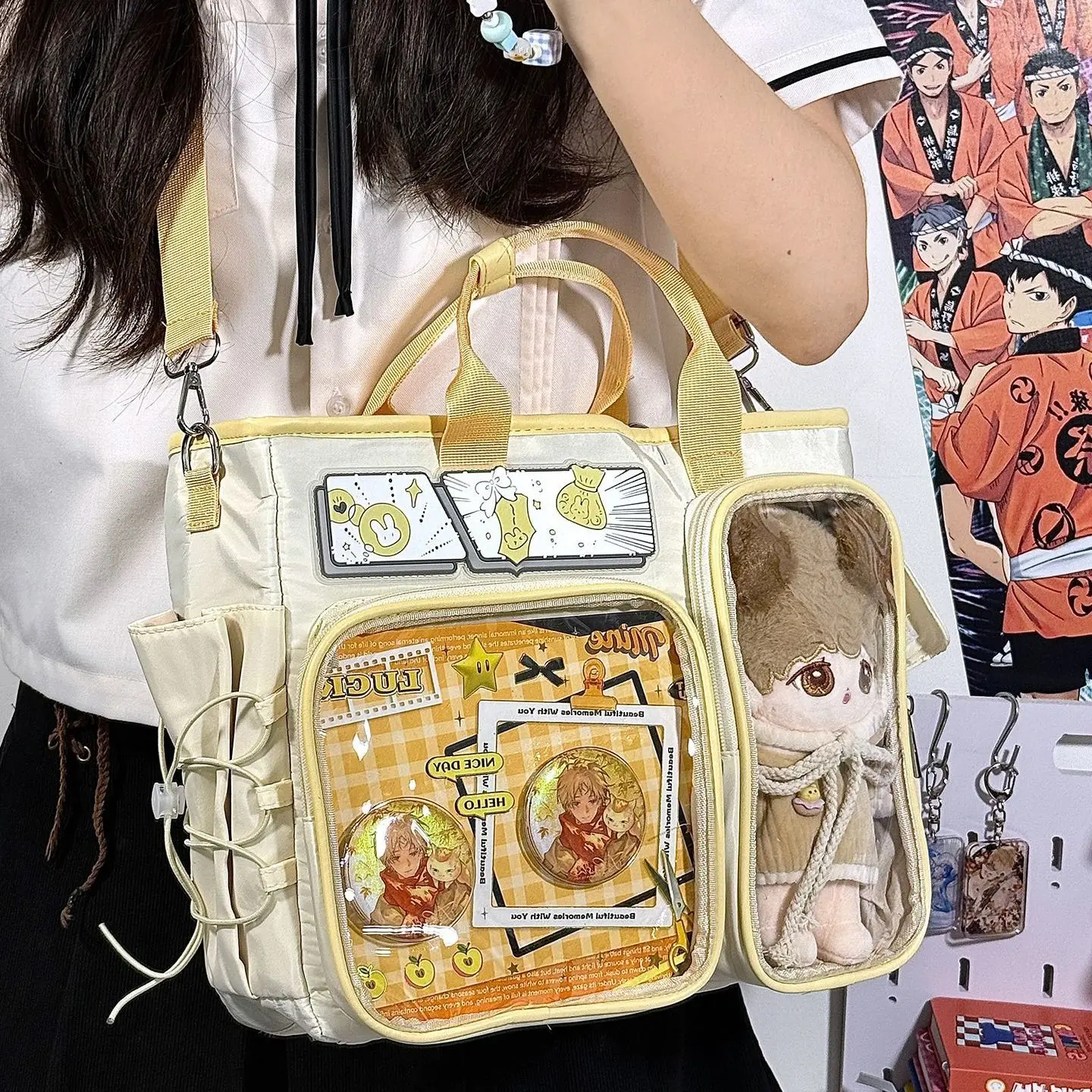 اليابانية لطيف فتاة Ulzzang Ita حقيبة التنقل اليومي حقيبة مدرسية على ظهره المألوف Y2K حقيبة كتف دمى حقيبة حقائب للنساء