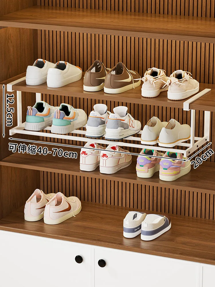 Luxury Style Wall-Mounted Shoe Organizer Extendable Layered Shoe Rack Compact Storage Solution Drying Shelf for Home Organizatio