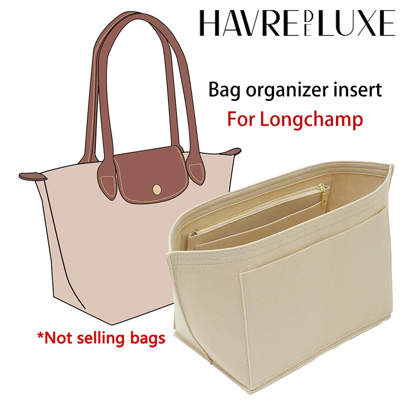 Felt Organizer Insert Compatible with Longchamp Le Pliage Large Handbags, Felt Longchamp Organizer Insert with Cup Holder
