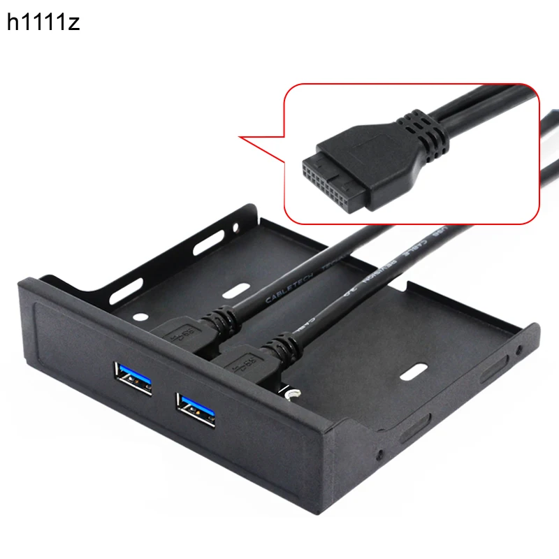 H1111Z 20Pin 2 Port USB 3.0 Hub USB3.0 Front Panel Cable Adapter Metal Bracket for PC Desktop 3.5 Inch Floppy Disk Drive Bay NEW