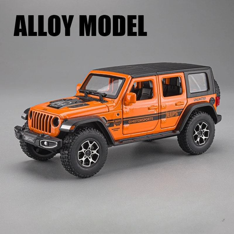 Die Cast 1:32 Wrangler Rubicon Alloy Sound and Light Pull-Back Car Model Children' Toy Vehicle Gift Metal Miniature Voiture