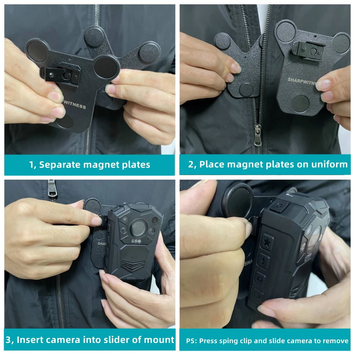 Magnetic Mount for MIUFLY Body Worn Camera Securely Grip to Uniform for Law Enforcement GRC EEYELOG Police Body Camera