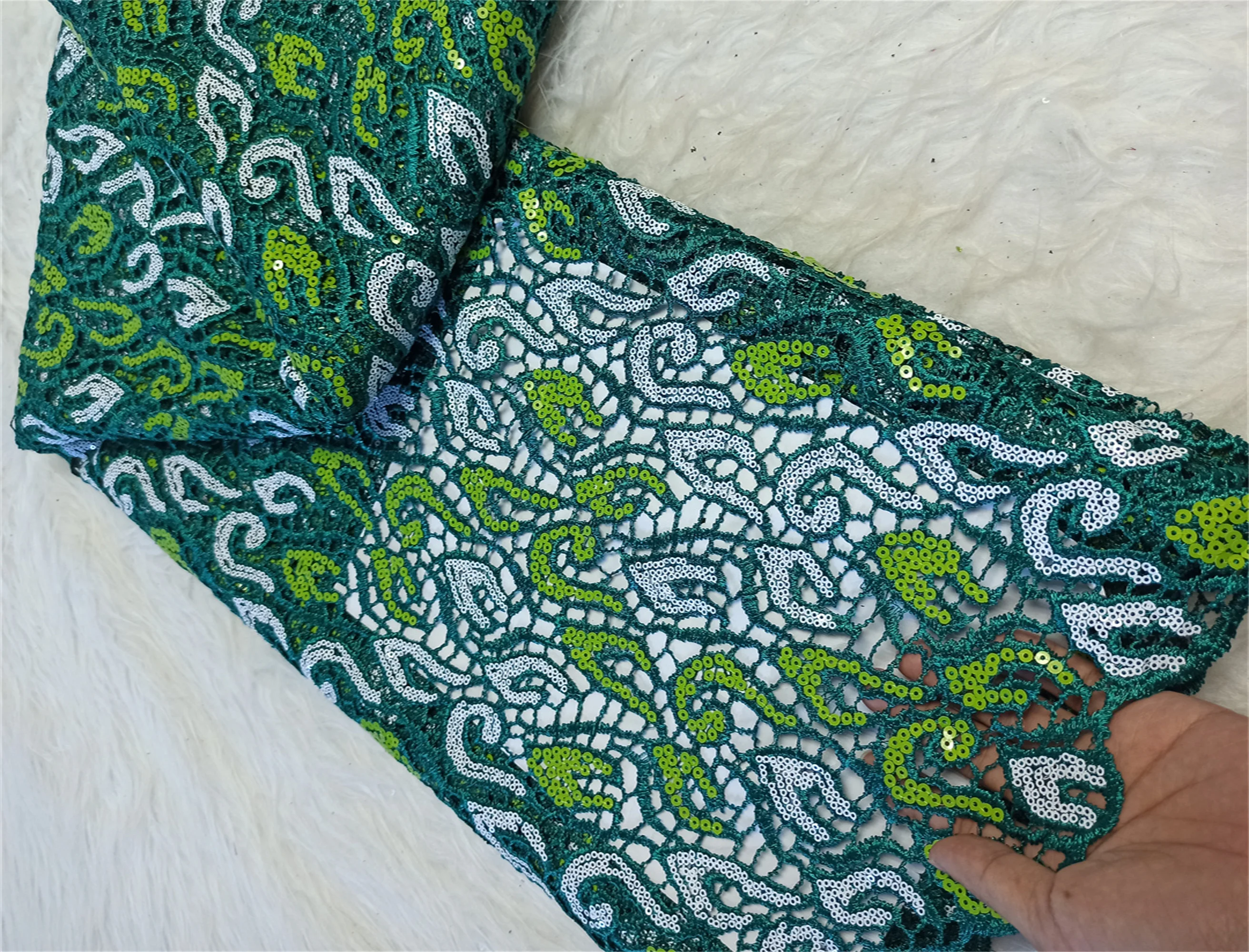 

New Arrival African Water Soluble Lace Fabric 2025 High Quality Nigerian Guipure Cord Lace Fabric For Woman Party Dress Material