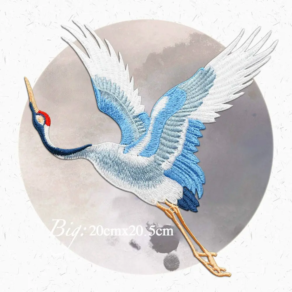 Crafts Red-crowned Clothes Stickers Crane Birds Sew On Patches Clothes Decor Embroidered Applique Embroidery