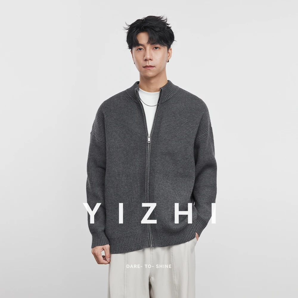 Fashion Men's Half Turtleneck Cardigan Sweater 2025 Spring and Autumn Japanese Style Trendy Jacket Men's Casual Tops