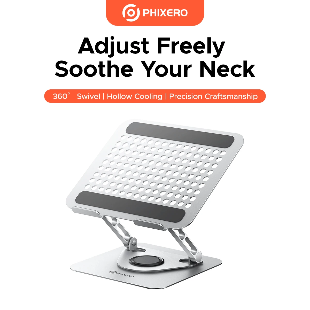 PHIXERO Adjustable and Rotating Aluminum Alloy Laptop Stand Ergonomically Foldable Portable Laptop Cooling Stand