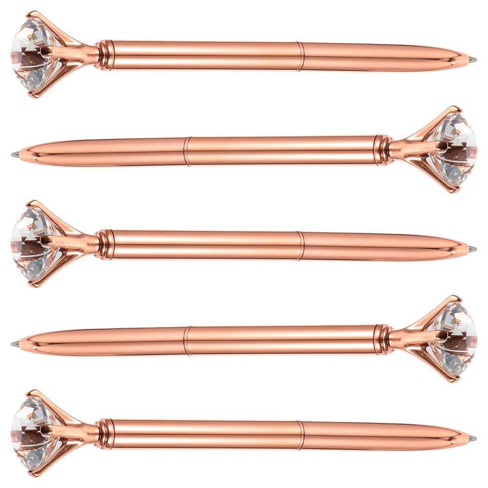 

5pcs Big Rhinestone Pen Creative Ballpoint Pens For Students Portable Fine Tip Metal Pen Multi-Function Writing
