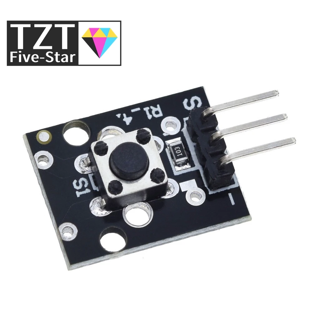 TZT  KY-004 3pin Button Key Switch Sensor Module for Arduino Diy Starter Kit 6*6*5mm 6x6x5mm KY004