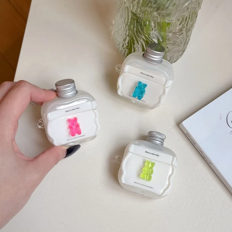 For AirPods Pro 2 4  3/2/1 Pro 3 2025 Fun Colored Gummy Bear IMD Headphone Case Shell Anti-drop Protective Sleeve with Pendant