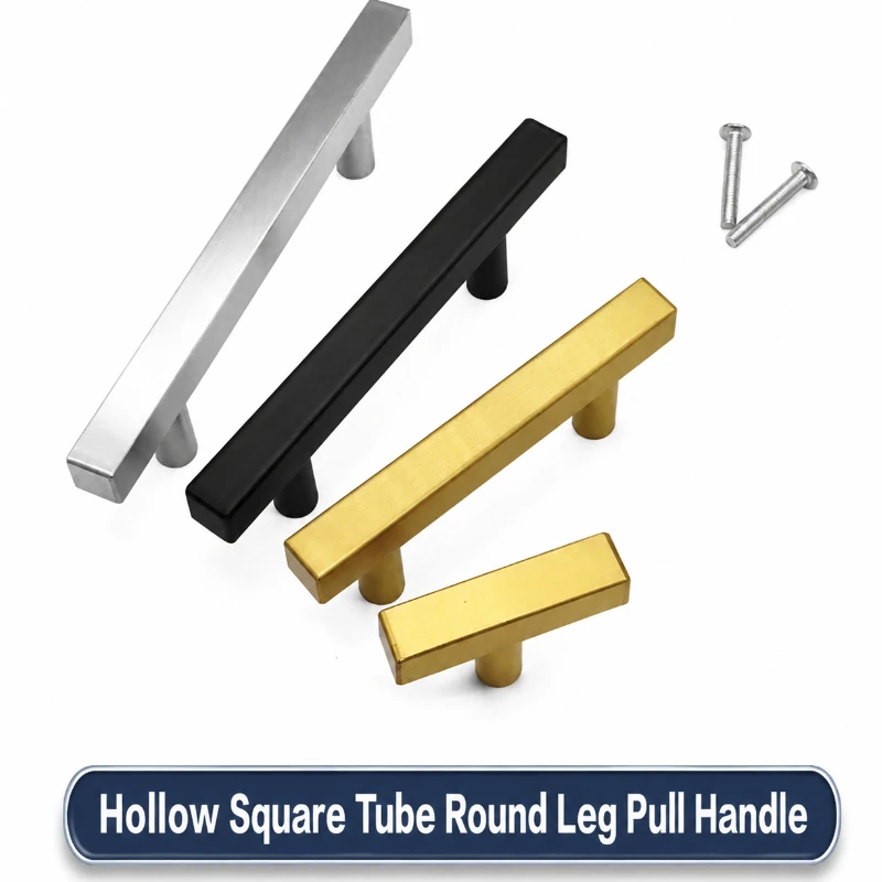 Square Tube Round Base Stainless Steel Handle, American Style Cabinet Drawer & Wardrobe Pull