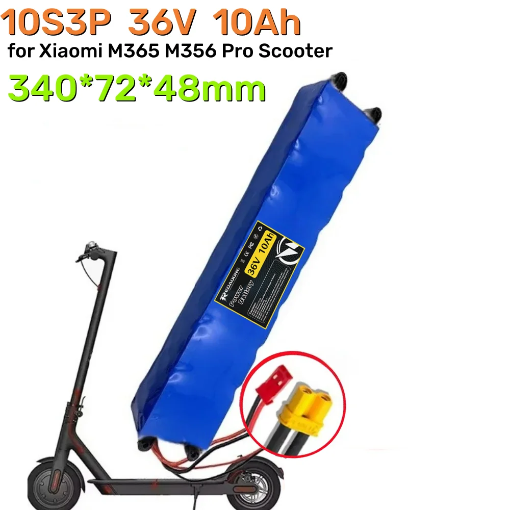 

10S3P 36V 10Ah High Performance Lithium Battery Waterproof Pack,Replacement Spare Accessory for Xiaomi M365 M356 Pro Scooter