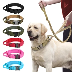 Durable Military Tactical Dog Collar Bungee Leash Set Pet Nylon Walking Training Collar For Medium Large Dogs German Shepard