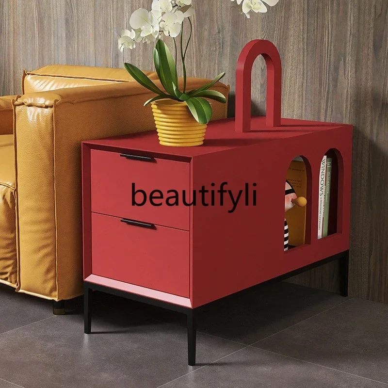 Sofa side cabinet Solid wood Nordic corner cabinet Modern living room small side table Coffee table Storage cabinet