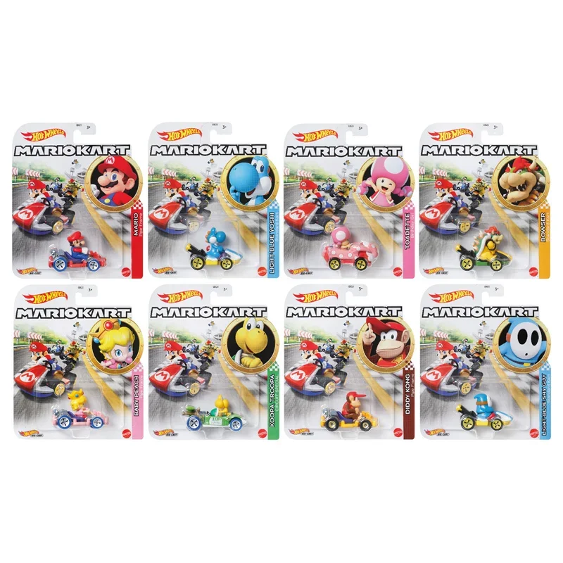 8 Pack Original Hot Wheels Premium Super Mario Kart 1:64 Die Cast Mario Bros Hotwheels Model Car  Hotweheels 1/64 Miniature Cars