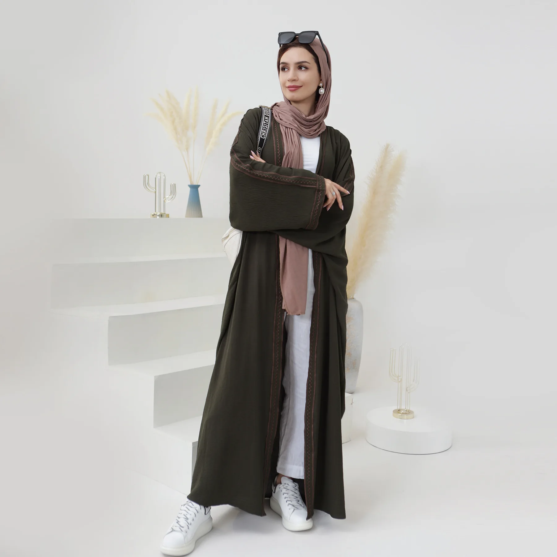 Kimono Abaya Dress Muslim Dubai Turkey Embroidery Open Abayas for Women Modest Party Arabic Kaftan Hijab Robe Islamic Clothing