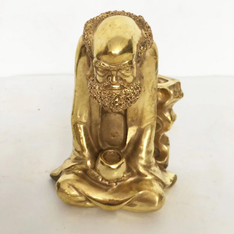  of Ornaments of Buddha Backflow Incense Burner Copper Bodhi Master of Zen Statue