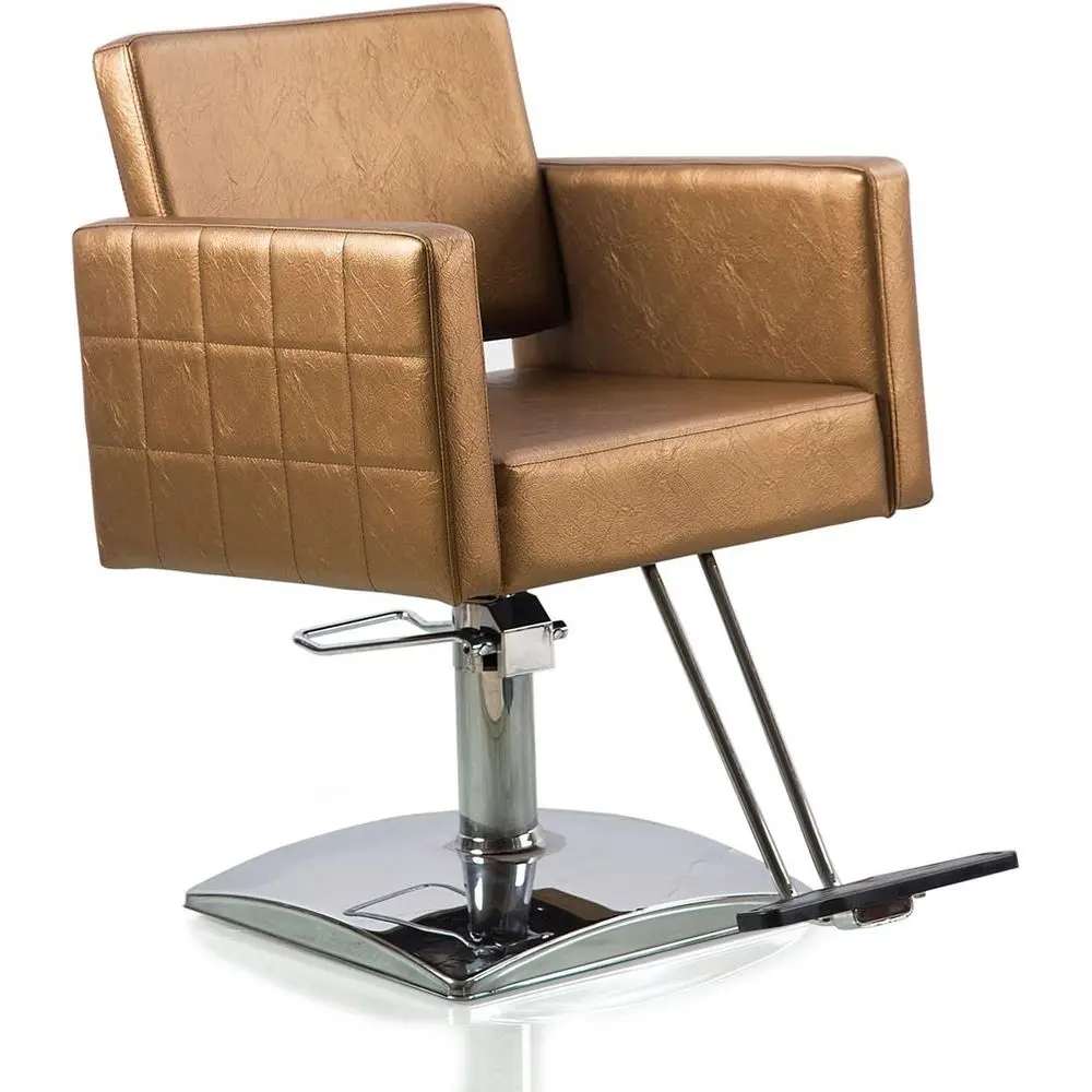 

Золотое гидравлическое парикмахерское кресло с квадратным основанием для оборудования для парикмахерских и салонов красоты