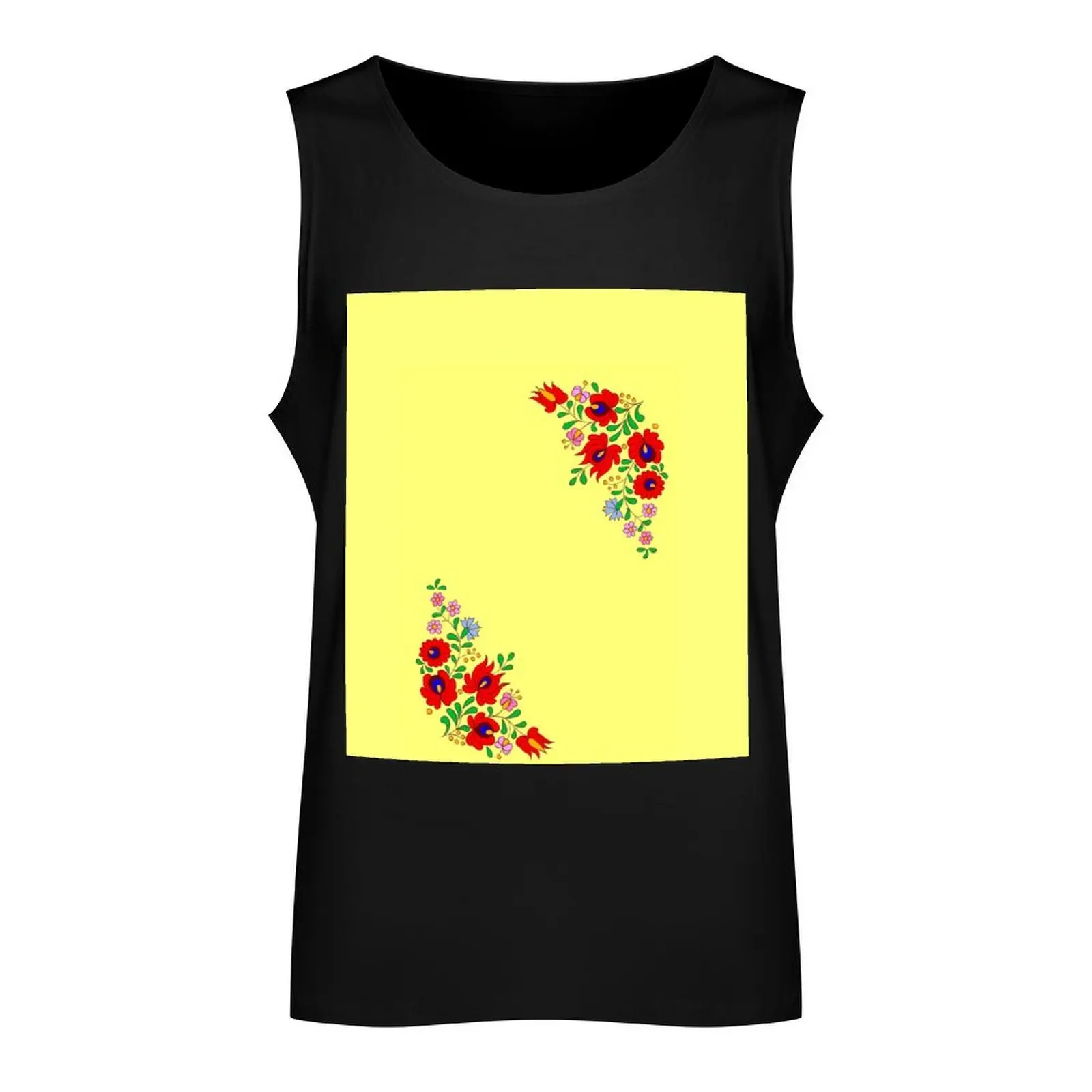 Colorful hungarian artwork from Kalocsa Tank Top Man gym clothes gym Men's t-shirts male top anime