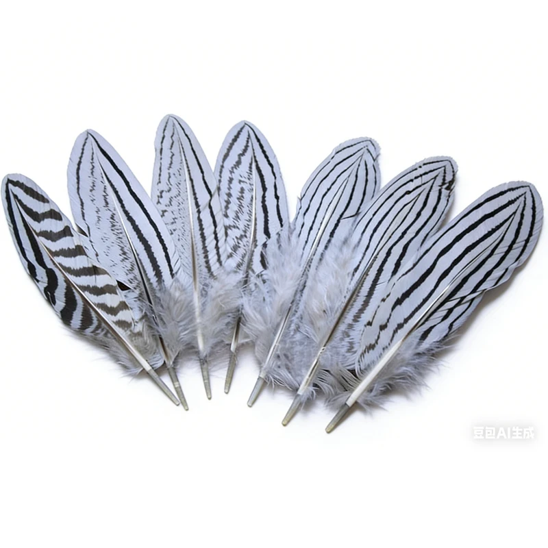 100Pcs/Lot! NATURAL Silver Wing Pheasant Feathers,Feather Headdress,Top with Feathers,Feathers Natural