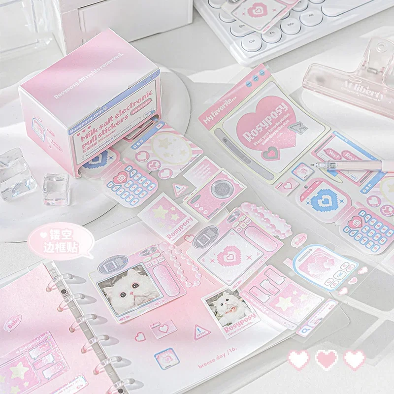 1pc Kawaii Sticker American Y2k Shiny Stationery Sticker CD Phone Glitter DIY Decorative Scrapbook Journal Student Supplies