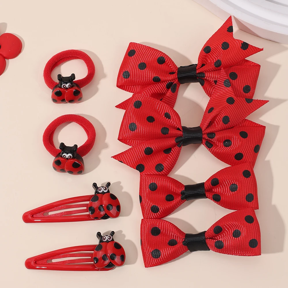 8 Stück/Set Haarspangen mit Marienkäfer-Muster, Haarschmuck für Mädchen, Kinder, Haarnadeln, Kopfbedeckung, Haarschleifen, ideales Geschenk für Mädchen
