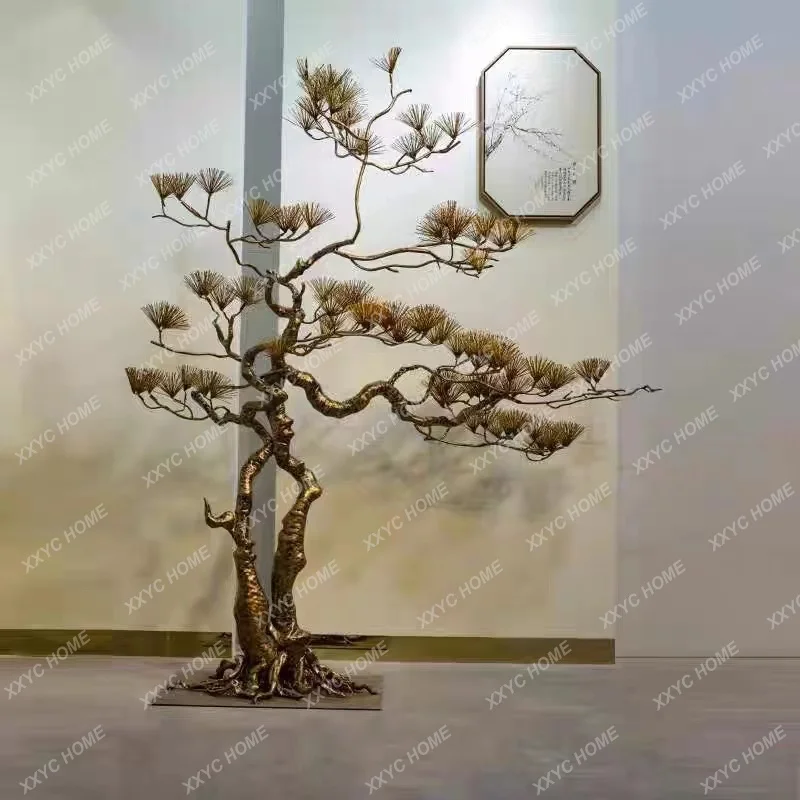 JYASimulation Metal Welcome Pine Tree Ornament Hotel Clubhouse Sales Office Crafts Entrance Aisle