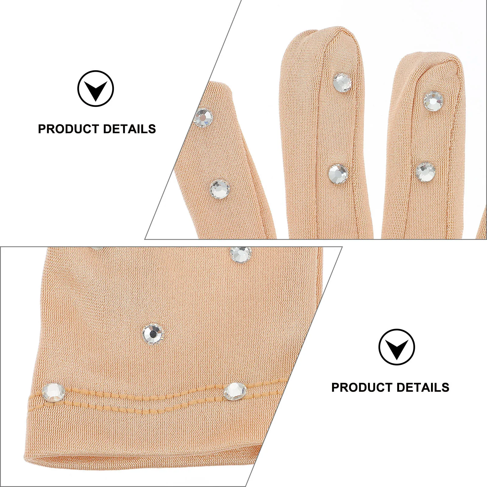 

1Pair Figure Skating Performance Gloves Durable Rhinestone Transparent Thermal Non-Slip Gloves for Stage Music Festival Daily