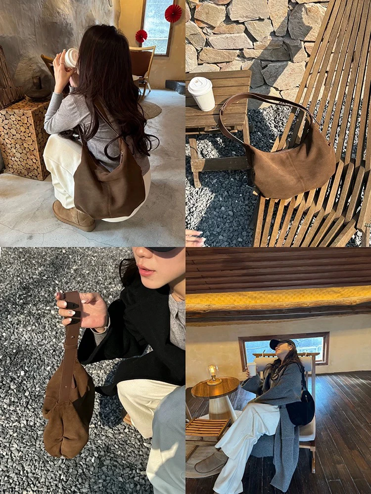 

Матовая замшевая сумка для пельменей, уникальный дизайн, сумка через плечо на одно плечо для молодежи, повседневная корейская сумка из мягкого полиэстера на молнии...