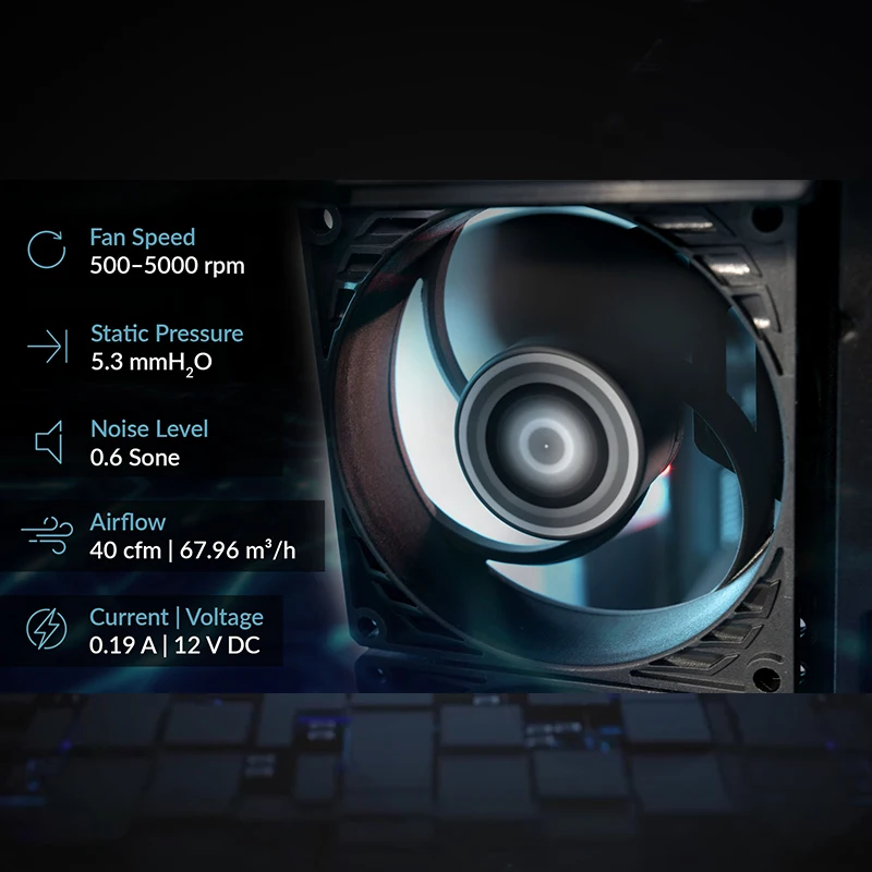 مروحة ARCTIC P8 Max عالية الأداء 80 مم، يتم التحكم فيها PWM 500–5000 دورة في الدقيقة، تحسين الضغط الثابت، محمل ديناميكي سائل